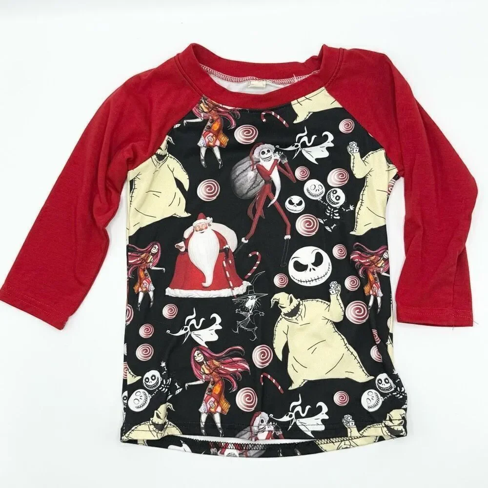 Boutique Nightmare Before Christmas Jack Skellington Sally Raglan T Shirt - Kids